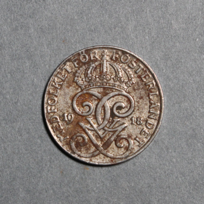 SLM 12597 61 - Mynt, 2 öre järnmynt 1918, Gustav V