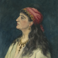 SLM 36575 3 - Akvarell, italiensk kvinna, målad av Clara Sandströmer (1861-1942)