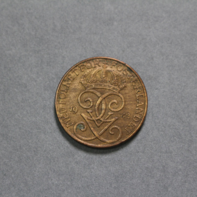SLM 16756 - Mynt, 5 öre bronsmynt 1942, Gustav V