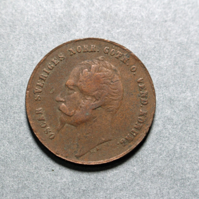SLM 16672 - Mynt, 2 öre bronsmynt 1858, Oscar I