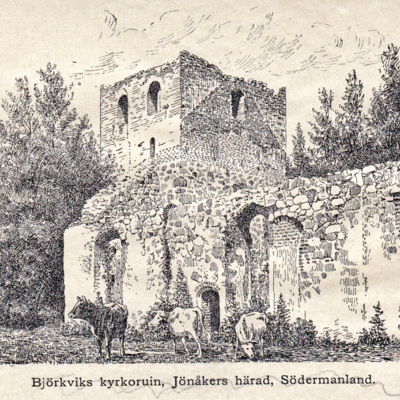 SLM 15932 - Björkviks kyrkoruin, tidningsklipp