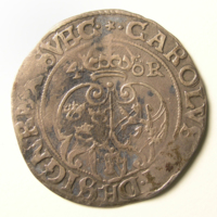 SLM 16802 - Mynt, 1/2 mark, 4 öre silvermynt typ I 1606, Karl IX