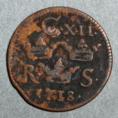 SLM 16869 - Mynt, 1/6 öre kopparmynt typ II, Karl XII