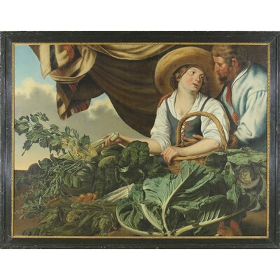 SLM 14012 - Oljemålning, grönsaksförsäljerska av Abraham Blomaert
