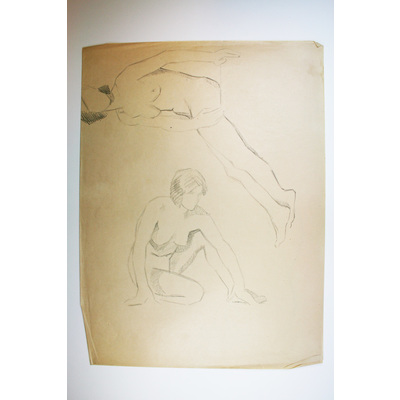 SLM 50051 1-2 - Krokiteckningar av Bodil Güntzel (1903-1998), motiv med sittande kvinnor