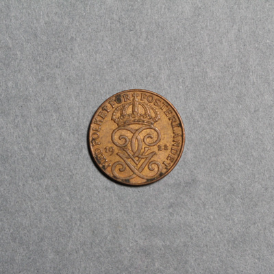 SLM 8404 - Mynt, 1 öre bronsmynt 1925, Gustav V