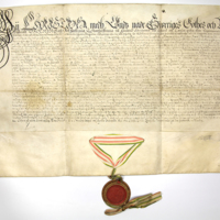 SLM 5624 - Pergamentbrev från 1647, drottning Kristinas namnteckning