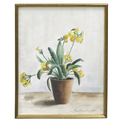 SLM 58187 - Akvarell, blomma i kruka, Rut Andersson 1931, från Sundby sjukhus
