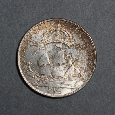 SLM 12597 38 - Mynt, 2 kronor silvermynt typ IV 1938, Gustav V