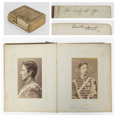 SLM 10136 - Litet fotoalbum, kungligheter och kända personer, daterat 1890