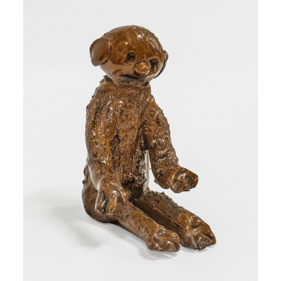 SLM 58134 - Figur av glaserad lera, sittande troll, tillverkad av en patient på Sundby sjukhus
