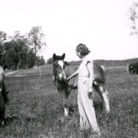 SLM M029027 - En kvinna och två hästar.