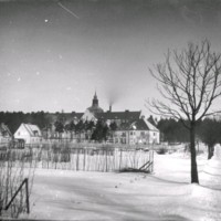 SLM M029503 - Nyköpings länslasarett uppfört 1914, i snö, foto från år 1920