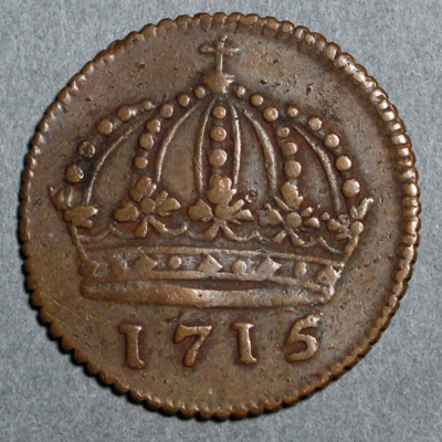 SLM 16239 - Mynt, 1 daler kopparmynt, nödmynt typ I 1715, Karl XII