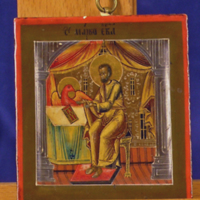 SLM 10378 - Ikon, evangelisten Matteus med ängeln, 1800-tal