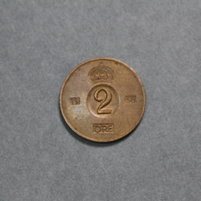 SLM 16798 - Mynt, 2 öre bronsmynt 1958, Gustav VI Adolf
