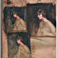 SLM 7218 - Oljemålning, tre skisser med kvinnoporträtt, Bernhard Österman