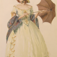 SLM 24479 4 - Akvarell, kvinna i dräkt från 1850, Arvid Ek (1904-1978)