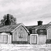 SLM KW192 - Östra Kvarngatan 4 i Nyköping, teckning av Knut Wiholm