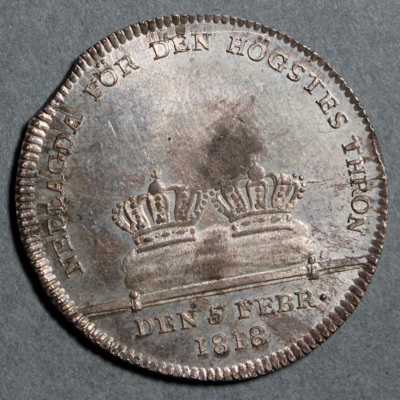 SLM 16473 - Mynt, 1/3 riksdaler silvermynt, kastmynt till kung Karl XIII´s begravning 1818