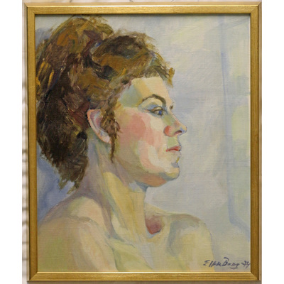 SLM 23097 - Oljemålning, kvinnoporträtt av Ellen von Rosen född 1930