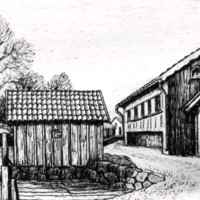 SLM KW79 - Vid Forsgränd, teckning av Knut Wiholm