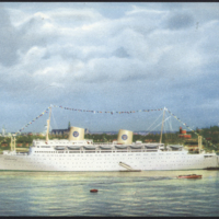 SLM P08-1963 - Vykort med målad bild av fartyget M.S. Kungsholm.