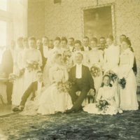 SLM P11-6567 - Brudparet Govert Indebetou och Hildegard Aspelin med följe, bröllop i Eskilstuna 1901