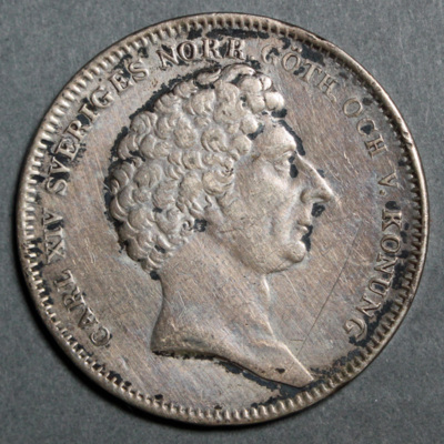 SLM 11046 6 - Mynt ½ riksdaler specie silvermynt 1831, Karl XIV Johan