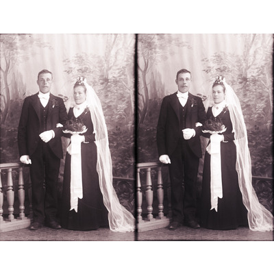 SLM X933-78 - Bröllopsfoto, Karl Jansson med hustru, 1901