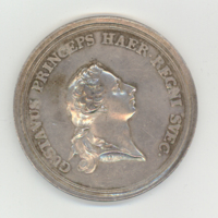 SLM 5808 1 - Medalj av silver utgiven i samband med kronprins Gustavs 16-årsdag 1761