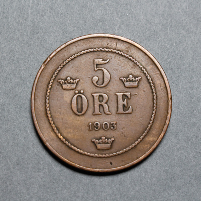 SLM 8384 - Mynt, 5 öre bronsmynt 1903, Oscar II