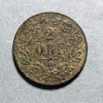 SLM 16724 - Mynt, 2 öre bronsmynt 1866, Karl XV