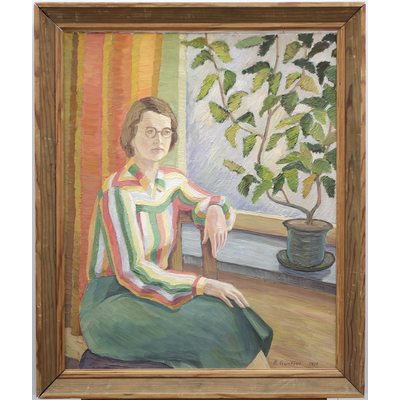SLM 50004 - Oljemålning av Bodil Güntzel (1903-1998), sittande kvinna 1938