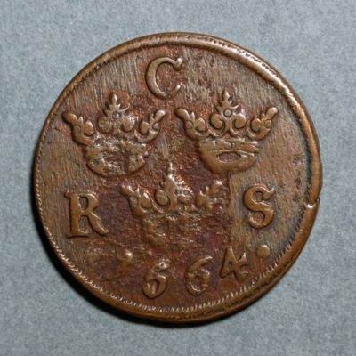 SLM 16176 - Mynt, 1/2 öre kopparmynt 1664, Karl XI