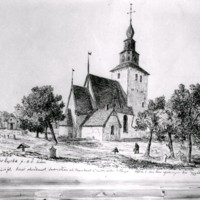 SLM M035357 - Tumbo kyrka, teckning av Olof Hermelin