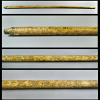 SLM 20368 - Rundad runstav med gyllental och ristade figurer, 1700-tal