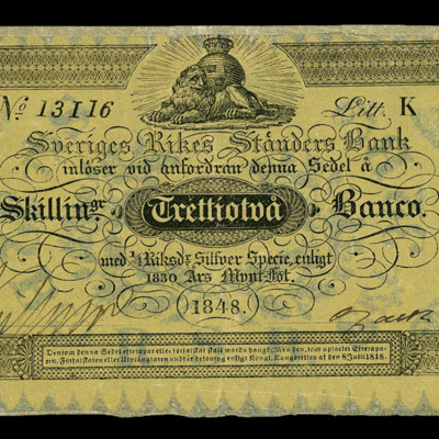 SLM 7891 8-10 - Tre sedlar, 32 Skilling Banco, 1848, 1849 och 1858