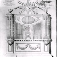 SLM M034926 - Original tillhör församlingen, ritning till orgelfasad gillad 1806.
