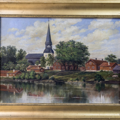 SLM 2466 - Oljemålning, Björkviks gamla kyrka av Elisabeth Lundwall