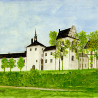 SLM 23271 - Akvarell, Tyresö slott av G.A. Stackenberg