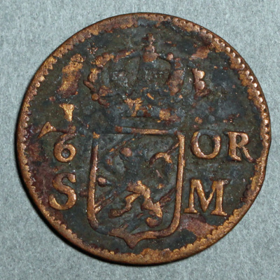 SLM 16867 - Mynt, 1/6 öre kopparmynt typ II, Karl XII