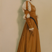SLM 24479 13 - Akvarell, kvinna i 1500-talsdräkt, Arvid Ek (1904-1978)