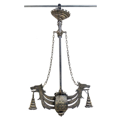 SLM 15937 - Taklampa för elektricitet i fornnordisk drakstil, 1800-talets slut