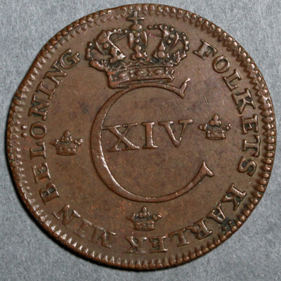 SLM 16565 - Mynt, 1/4 skilling kopparmynt 1821, Karl XIV Johan