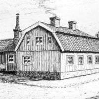 SLM M021912 - S:t Annegatan 14 i Nyköping, teckning av Knut Wiholm