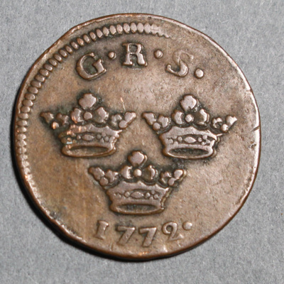 SLM 16409 - Mynt, 1 öre kopparmynt 1772, Gustav III