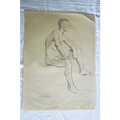SLM 50027 - Krokiteckning av Bodil Güntzel (1903-1998), motiv med sittande man