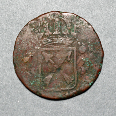 SLM 16293 - Mynt, 1 öre kopparmynt 1719 präglat på Karl XII´s nödmynt, Ulrika Eleonora