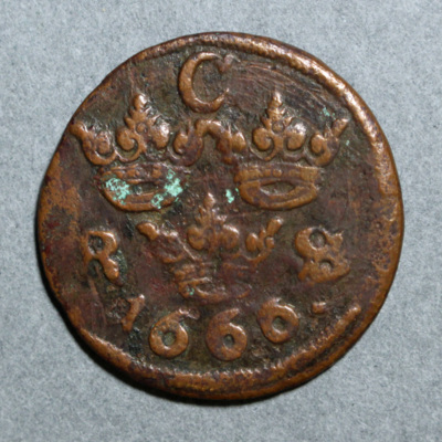 SLM 16187 - Mynt, 1/6 öre kopparmynt 1666, Karl XI